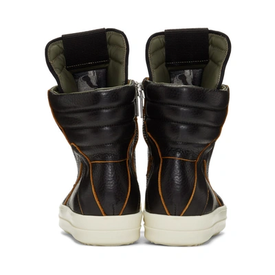 Shop Rick Owens Black And Orange Geobasket High-top Sneakers