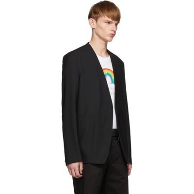 Shop Maison Margiela Black Wool Minimalist Blazer In 900 Black