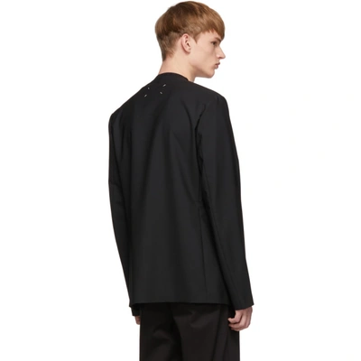 Shop Maison Margiela Black Wool Minimalist Blazer In 900 Black