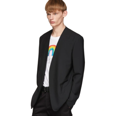 Shop Maison Margiela Black Wool Minimalist Blazer In 900 Black