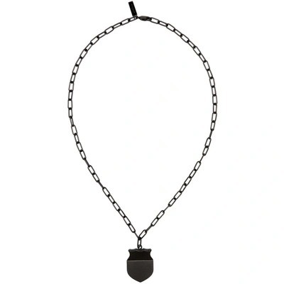 Shop Maison Margiela Black Shield Necklace In 900mashiblk