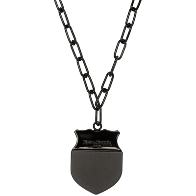 Shop Maison Margiela Black Shield Necklace In 900mashiblk