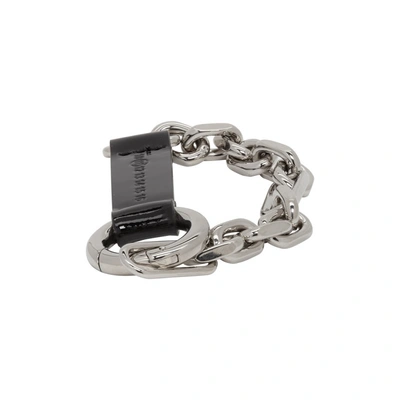 Shop Maison Margiela Silver And Black Leather Chain Bracelet In 961 Palblk