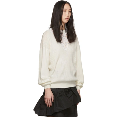 Shop See By Chloé See By Chloe Off-white Lace Insert Sweater In 106 White