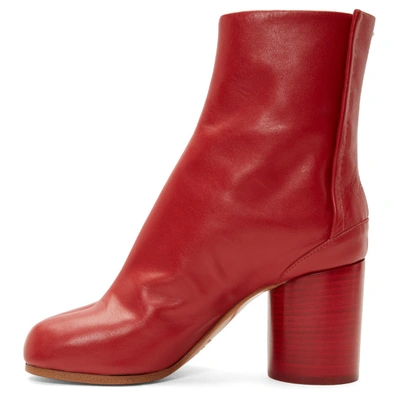 Shop Maison Margiela Ssense Exclusive Red Leather Tabi Boots In 314 Red