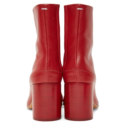 Shop Maison Margiela Ssense Exclusive Red Leather Tabi Boots In 314 Red