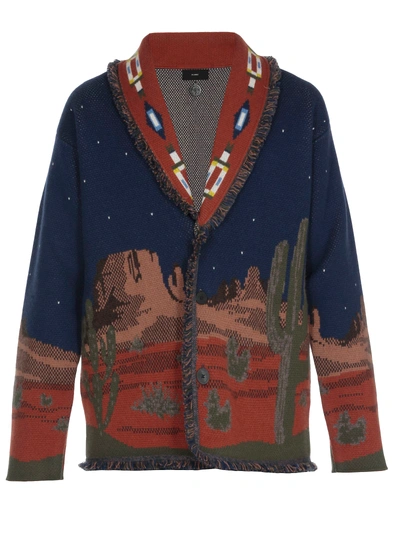 Shop Alanui Midnight Landscape Cardigan In Neptune Bl