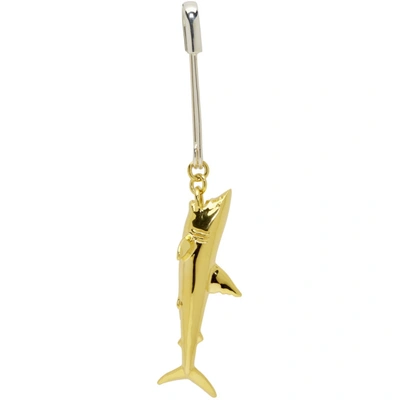 Shop Ambush Silver And Gold Shark Earring In Sc37 Gold