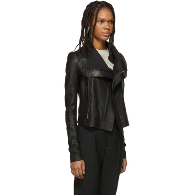 Shop Rick Owens Black Leather Classic Biker Jacket