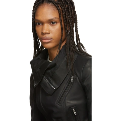 Shop Rick Owens Black Leather Classic Biker Jacket