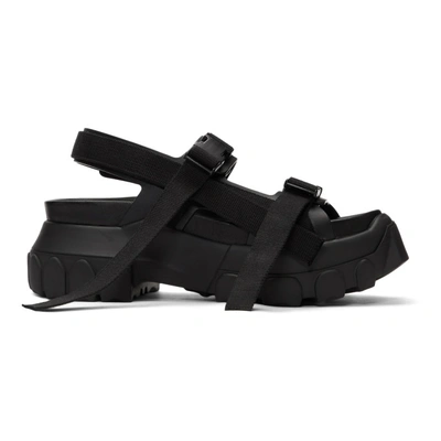 Shop Rick Owens Black Tractor Sandals In 999 Black