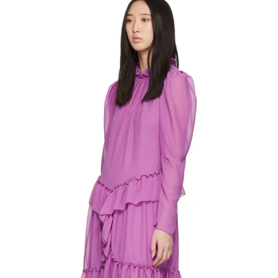 Shop See By Chloé See By Chloe Purple Georgette Ruffle Dress In 52o Purple