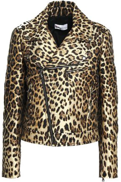 Shop Red Valentino Metallic Leopard-jacquard Biker Jacket In Animal Print