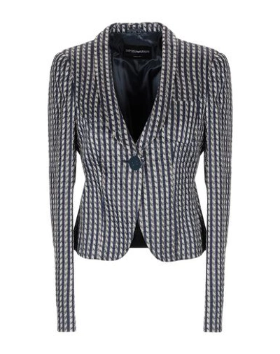 Shop Emporio Armani Blazer In Dark Blue