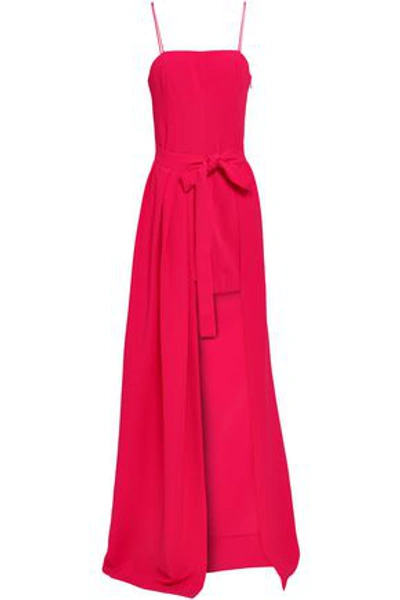 Shop Cinq À Sept Asymmetric Stretch-crepe Gown In Bright Pink