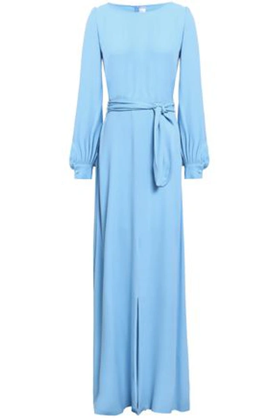 Shop Goat Woman Belted Crepe Maxi Dress Light Blue