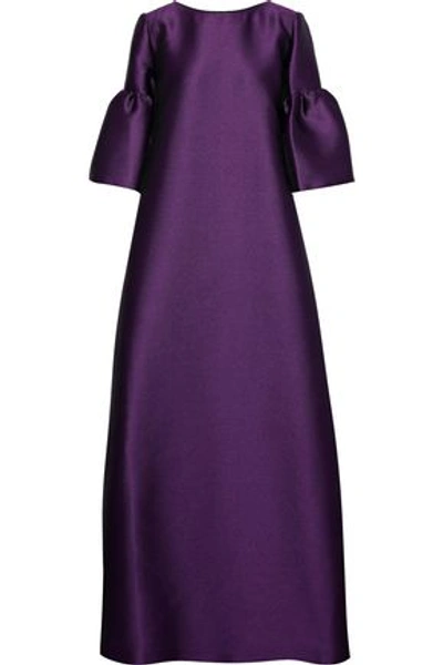 Shop Reem Acra Flared Jacquard Gown In Purple