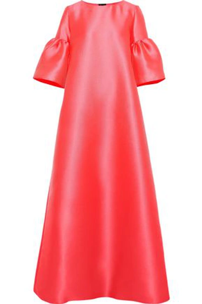 Shop Reem Acra Fluted Jacquard Gown In Coral