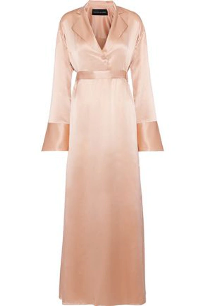 Shop Michael Lo Sordo Woman Silk-satin Maxi Shirt Dress Blush
