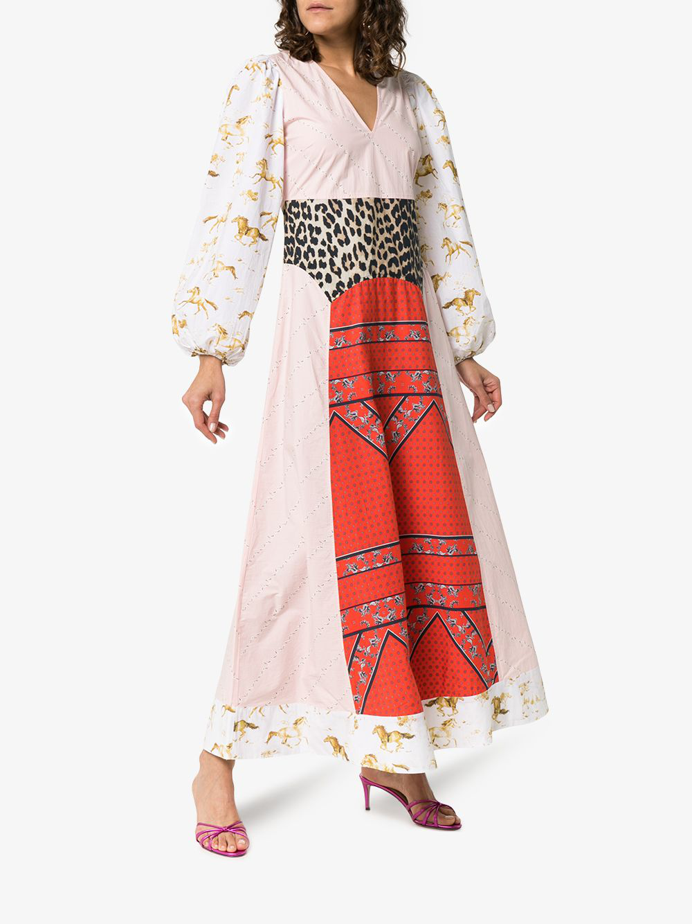 ganni mixed cotton poplin maxi dress