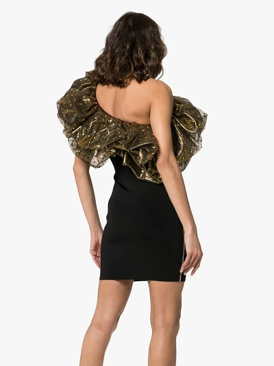 Shop Alexandre Vauthier One Shoulder Detail Mini Dress In Gold