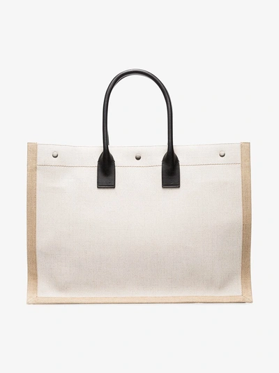 Shop Saint Laurent Neutral Rive Gauche Tote Bag In Neutrals