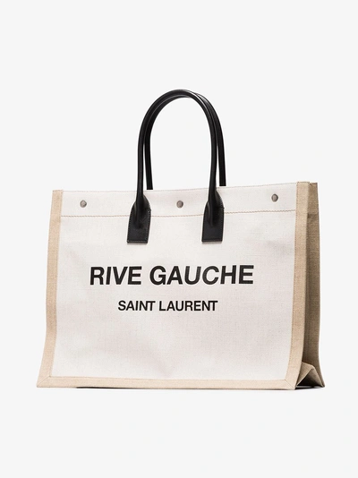 Shop Saint Laurent Neutral Rive Gauche Tote Bag In Neutrals