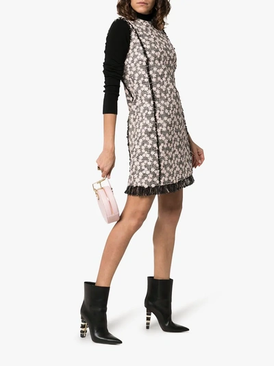 Shop Giambattista Valli Tweed Floral Shift Mini Dress In Black