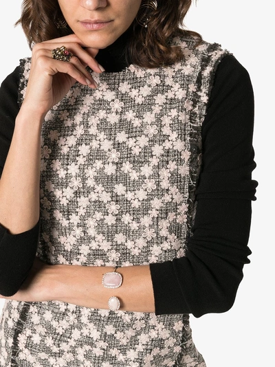 Shop Giambattista Valli Tweed Floral Shift Mini Dress In Black