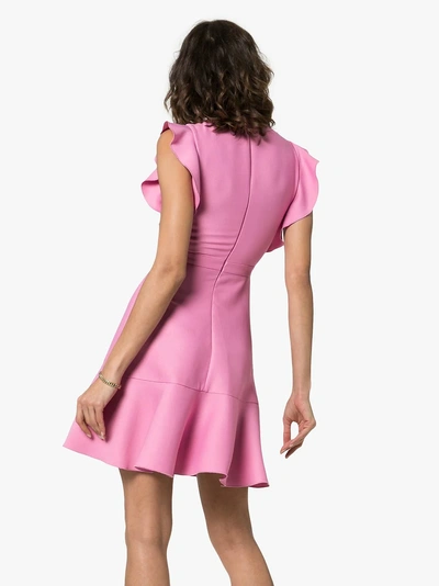 Shop Giambattista Valli Ruffle Detail Flared Mini Dress In Pink