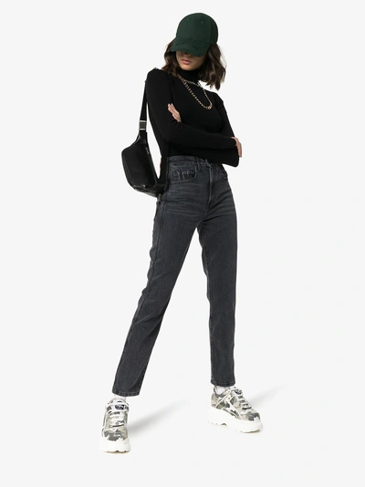 Shop Jordache Vintage Style High Waist Straight Jeans In Black