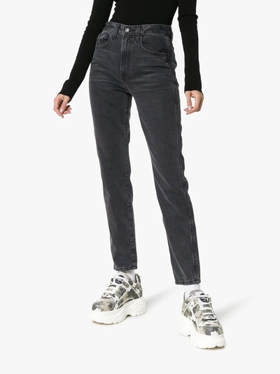 Shop Jordache Vintage Style High Waist Straight Jeans In Black