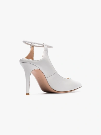 Shop Gianvito Rossi White Nica 85 Leather Pumps