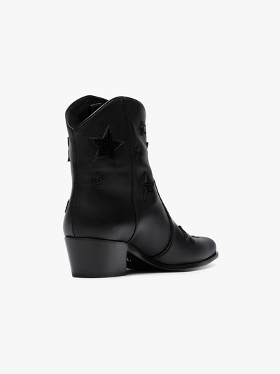 Shop Miu Miu Black Star Embellished 35 Leather Cowboy Boots In F0002 Black