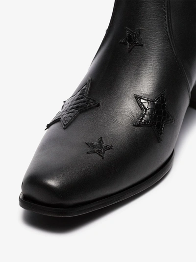 Shop Miu Miu Black Star Embellished 35 Leather Cowboy Boots In F0002 Black