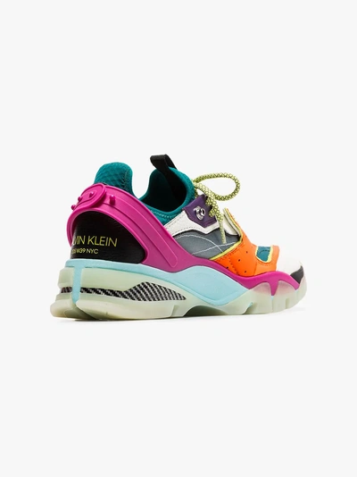 Shop Calvin Klein 205w39nyc Carla Mesh And Leather Sneakers In 108 - Multicoloured