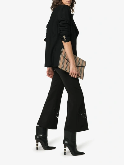 Shop Stella Mccartney Embroidered Kick Flare Wool Trousers In 1000 Black