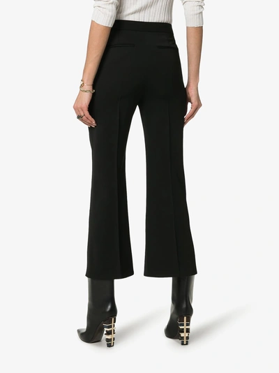 Shop Stella Mccartney Embroidered Kick Flare Wool Trousers In 1000 Black