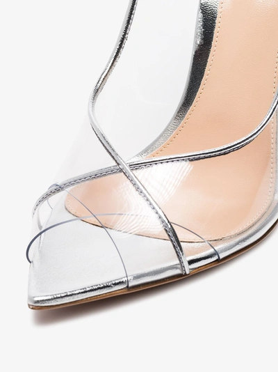 Shop Gianvito Rossi Silver Metallic Denise Leather And Pvc 105 Sandals