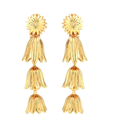 Shop Oscar De La Renta Tiered Floral Clip-on Earrings In Gold