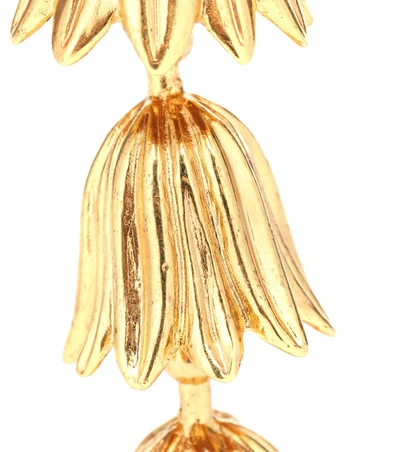 Shop Oscar De La Renta Tiered Floral Clip-on Earrings In Gold