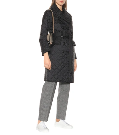 Shop Burberry Quilted Trench Coat In Black