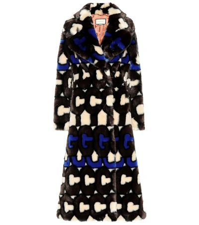 Shop Gucci Faux Fur Coat In Multicoloured