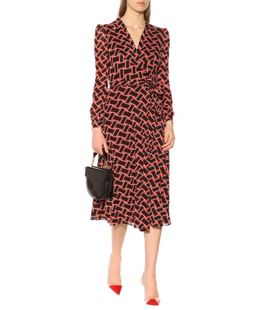 Shop Diane Von Furstenberg Pheonix Mesh Wrap Dress In Red