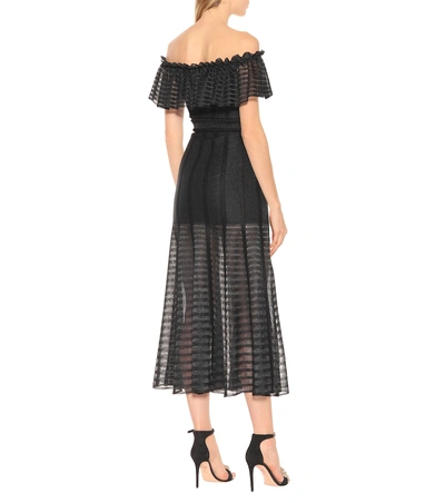 Shop Alexander Mcqueen Off-the-shoulder Midi Dress In Black