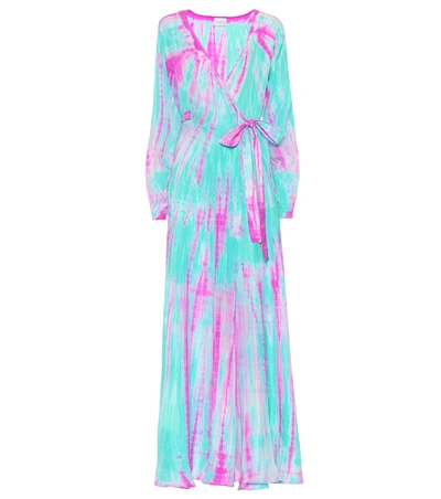 Shop Anna Kosturova Tie-dye Silk Maxi Dress In Blue