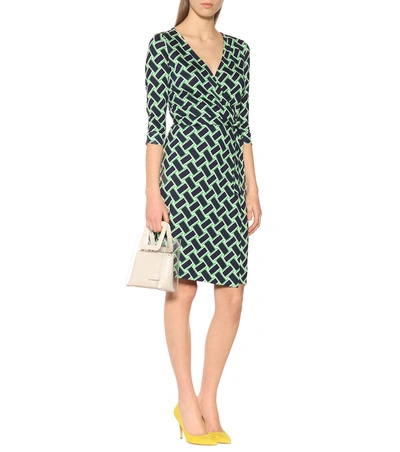 Shop Diane Von Furstenberg New Julian Printed Silk Wrap Dress In Green