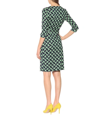 Shop Diane Von Furstenberg New Julian Printed Silk Wrap Dress In Green