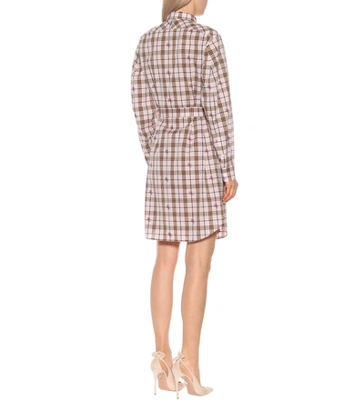 Shop Burberry Checked Cotton Dress In Pink