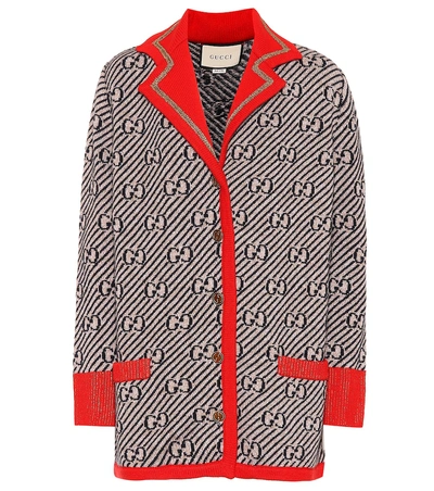 Shop Gucci Wool Jacquard Cardigan In Multicoloured